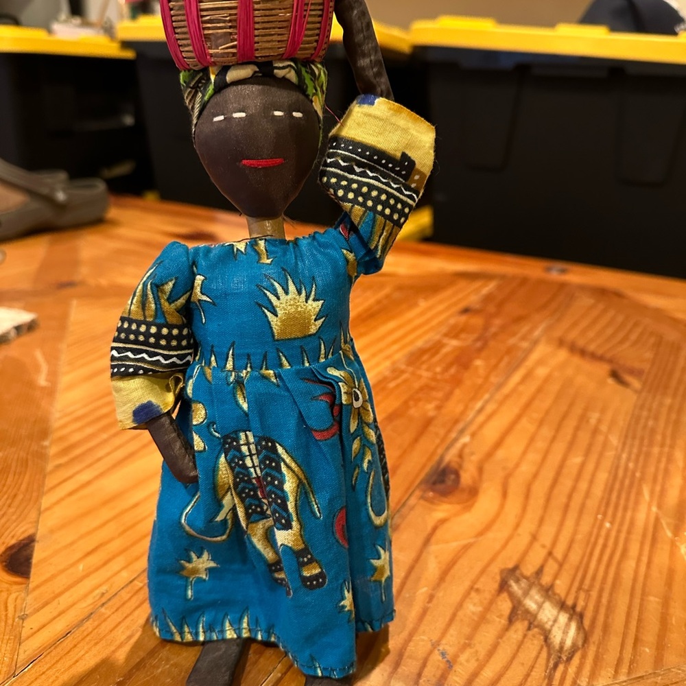 Handcrafted Blue African Figurine Decor